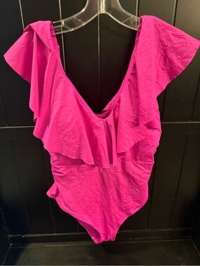 Trina Turk Hot Pink Ruffle One-Piece Swimsuit